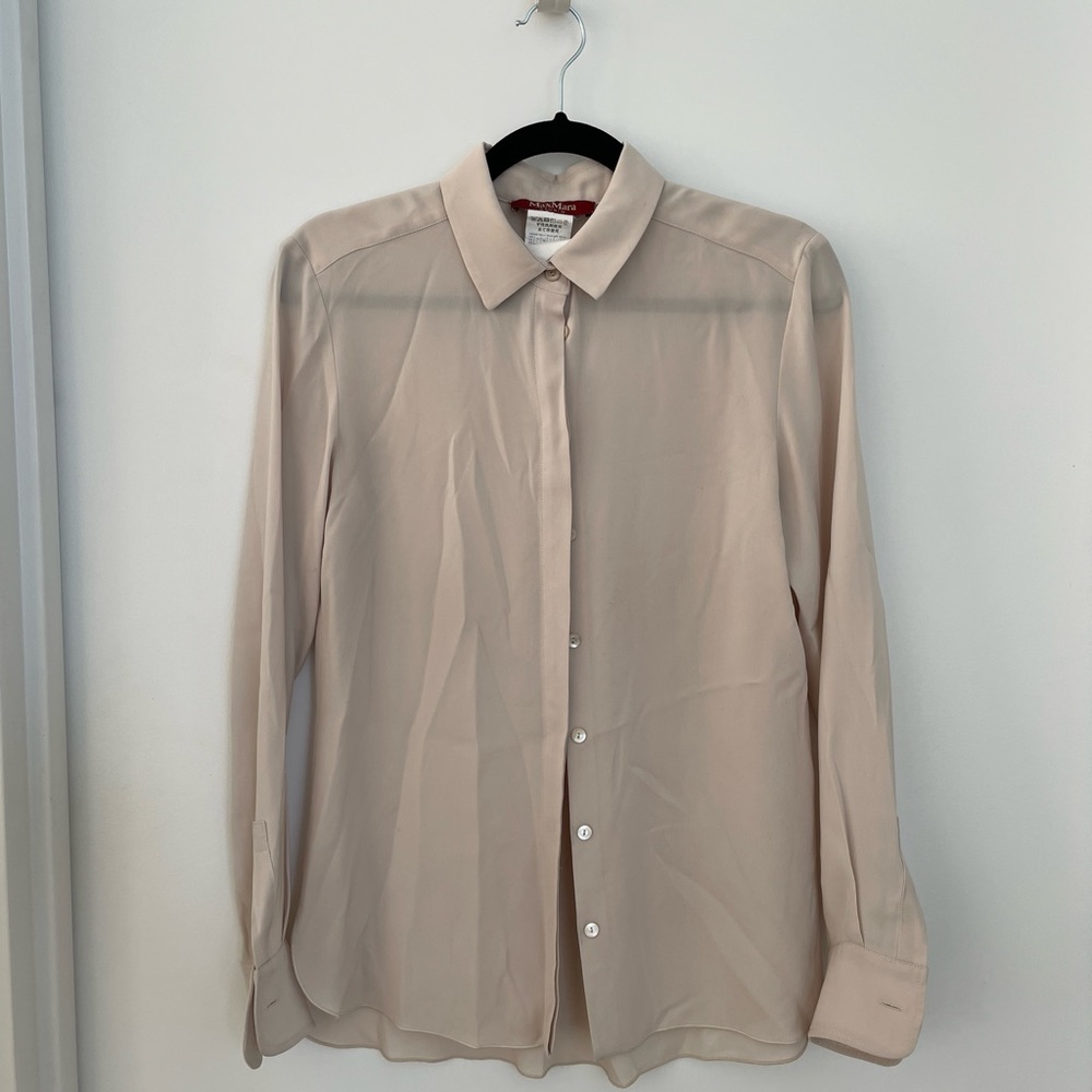 Max Mara Studio silk nude button down top